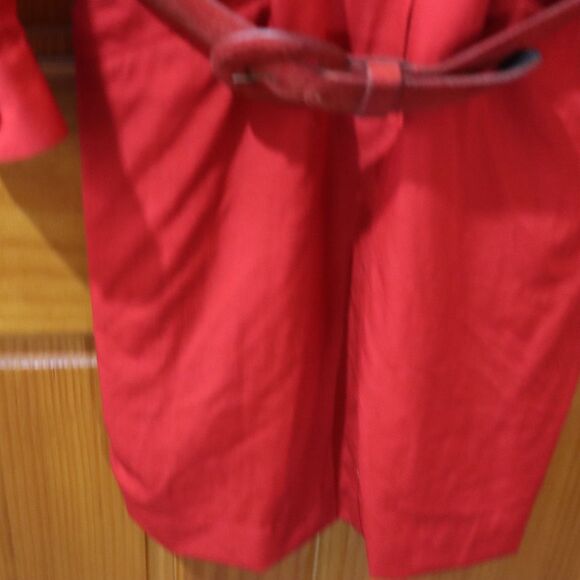 Ellen Tracy Red Wool Belted Shirt Dress 10 - Picture 4 of 16